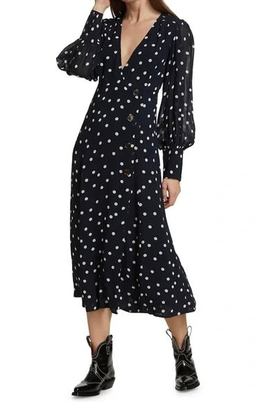 Ganni Polka Dot Wrap Dress