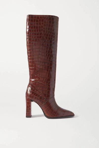 BY FAR 90mm Camilla Croc Embossed Leather Boots