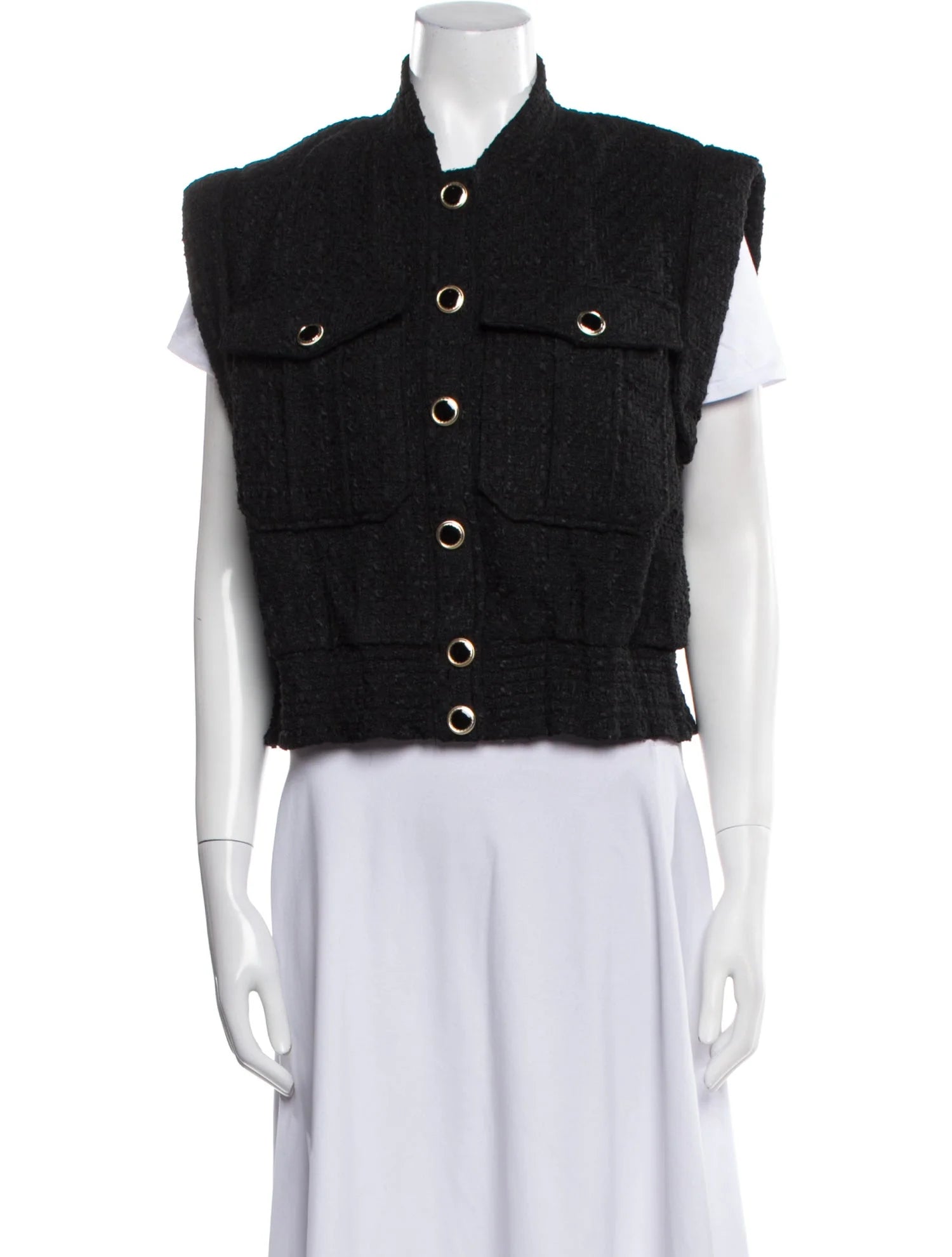 CHRISTIAN LACROIX tweed vest with gold/black buttons