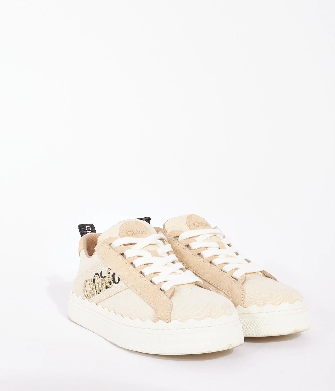 CHLOÉ - 
Beige Canvas Lauren Sneakers