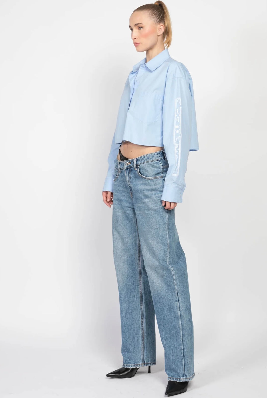 T BY ALEXANDER WANG
BUTTON CROP SHIRT