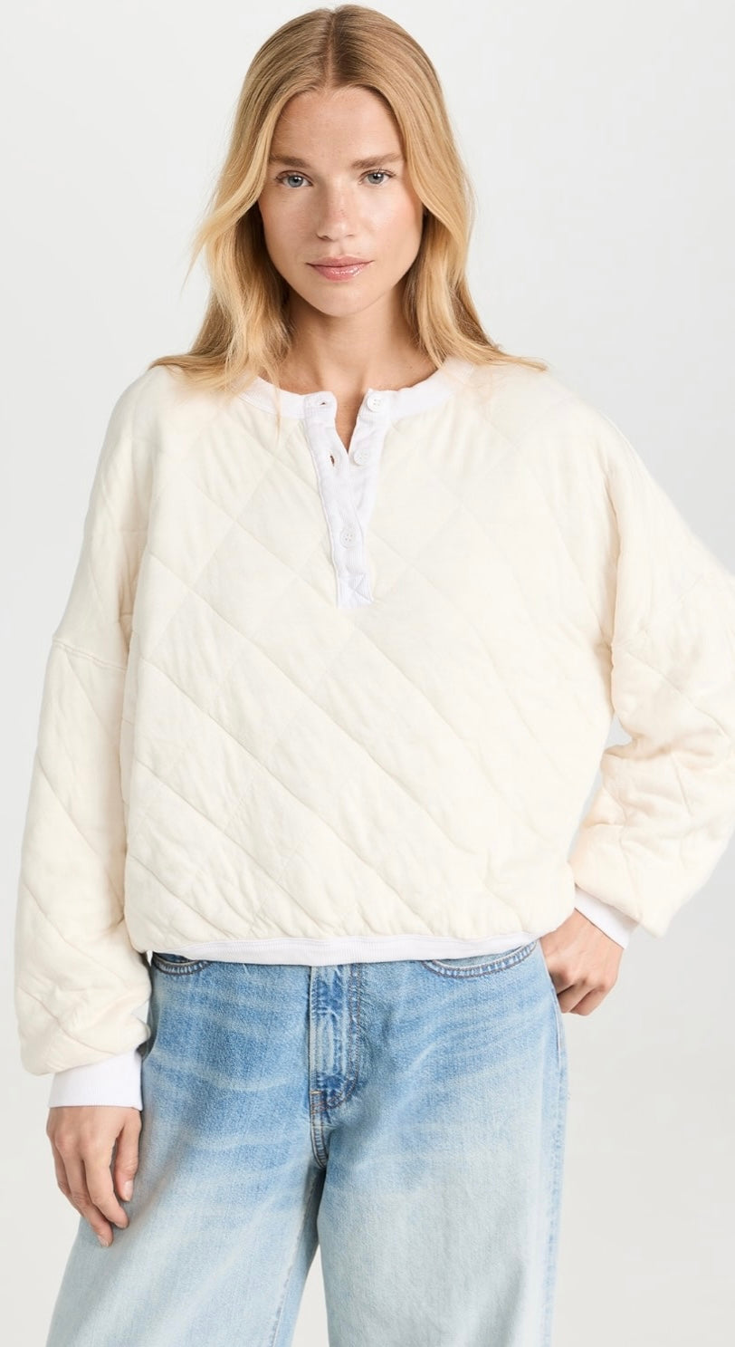 Stateside - 
Quilted Oversized Henley Pullover