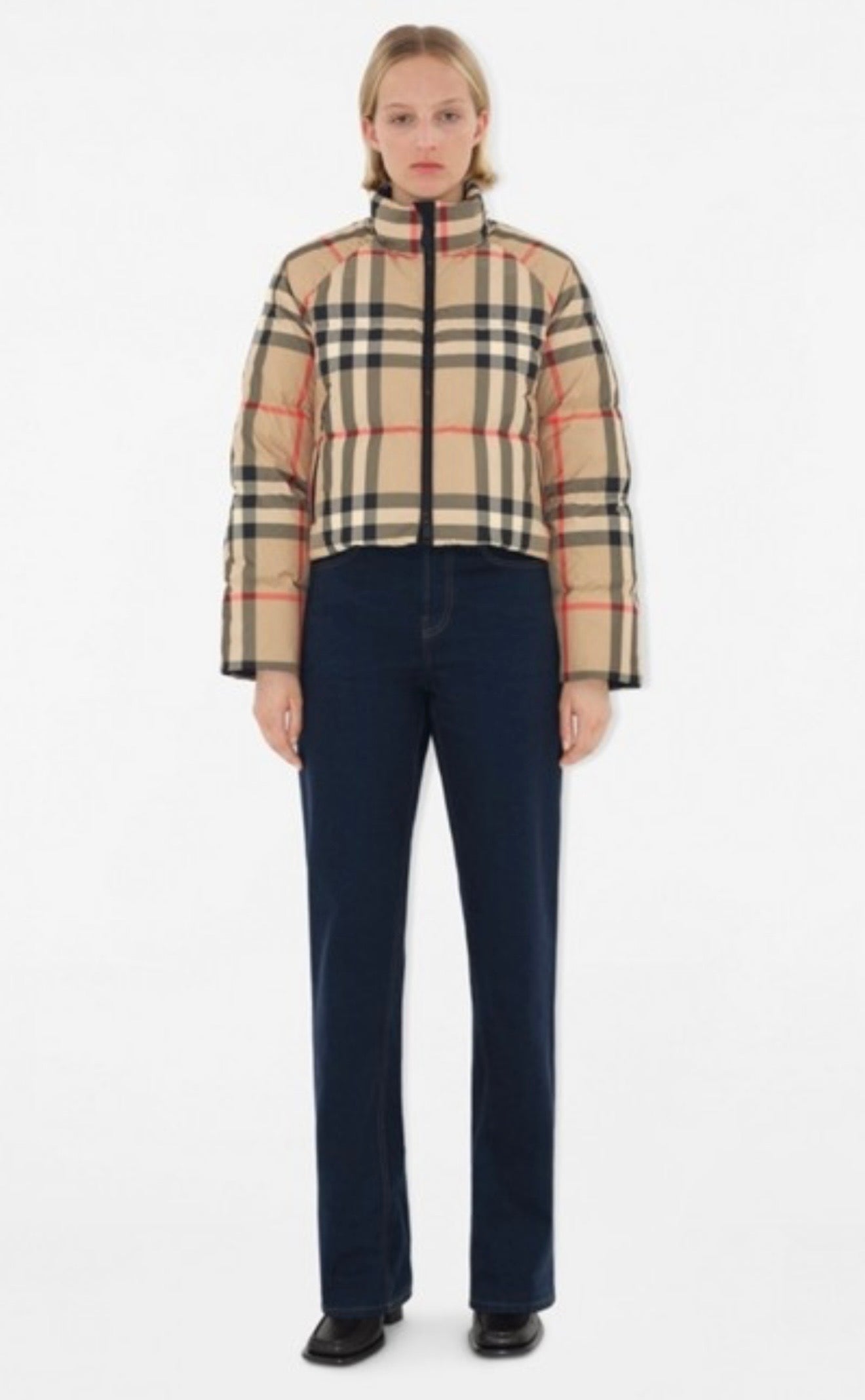 Burberry checked cropped puffer jacket