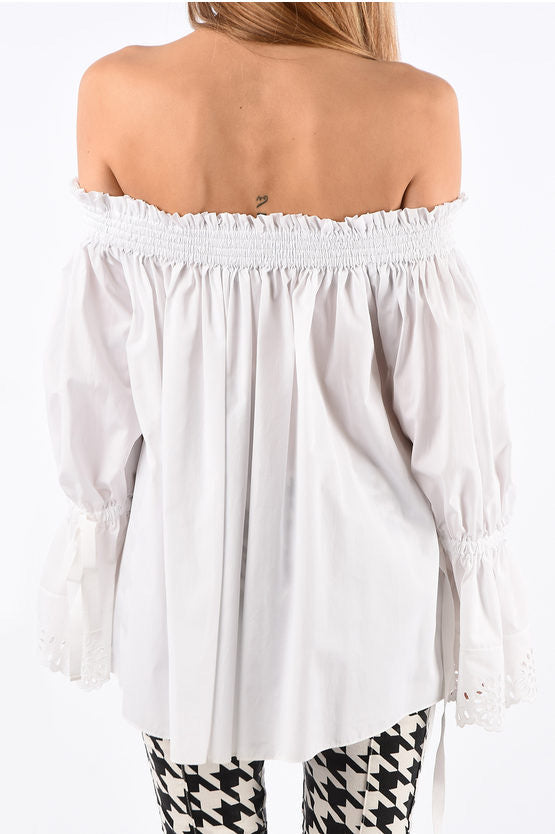 ALEXANDER MCQUEEN white off shoulder blouse with bell sleeves