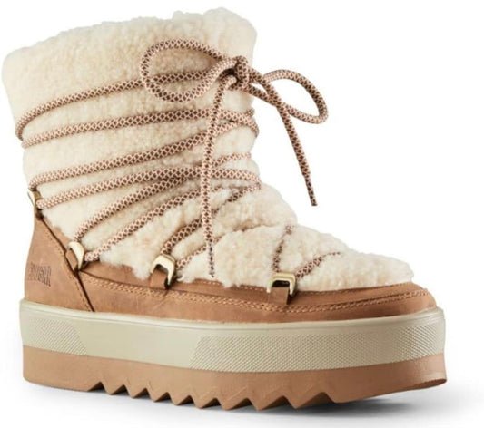 Cougar - Verity Brown Shearling Lace Up Boots