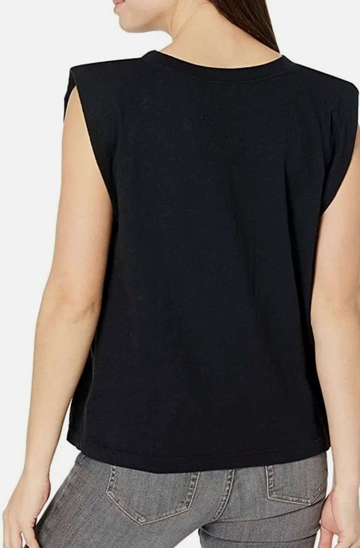 VELVET By Graham & Spencer Leo Shoulder Pad Top Tank Black