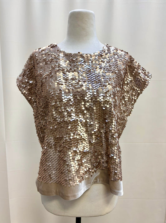 Nisse Rose Gold Sequin Velvet Top