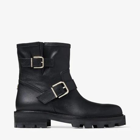 JIMMY CHOO black smooth leather biker boots