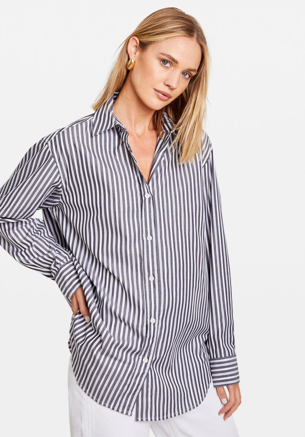SAMSOE SAMSOE the lova shirt in black stripe