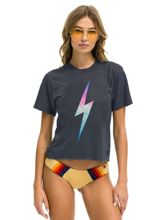 Aviator Nation - BOLT BOYFRIEND TEE - RAINBOW PINK