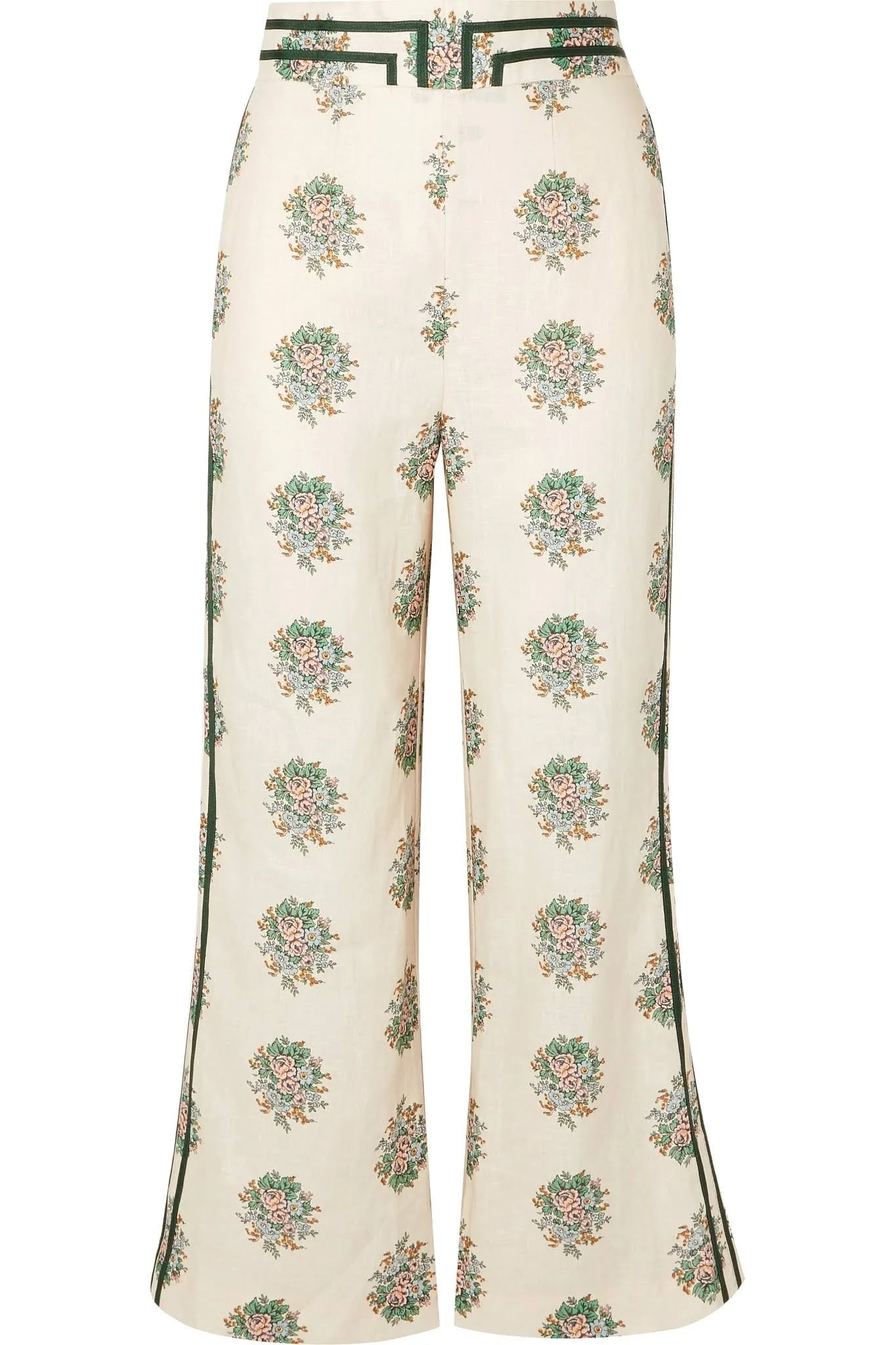 Zimmermann Cream Floral Linen Pants