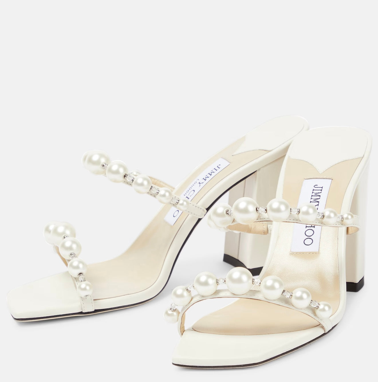 JIMMY CHOO Amara 85 faux pearl-embellished metallic sandals