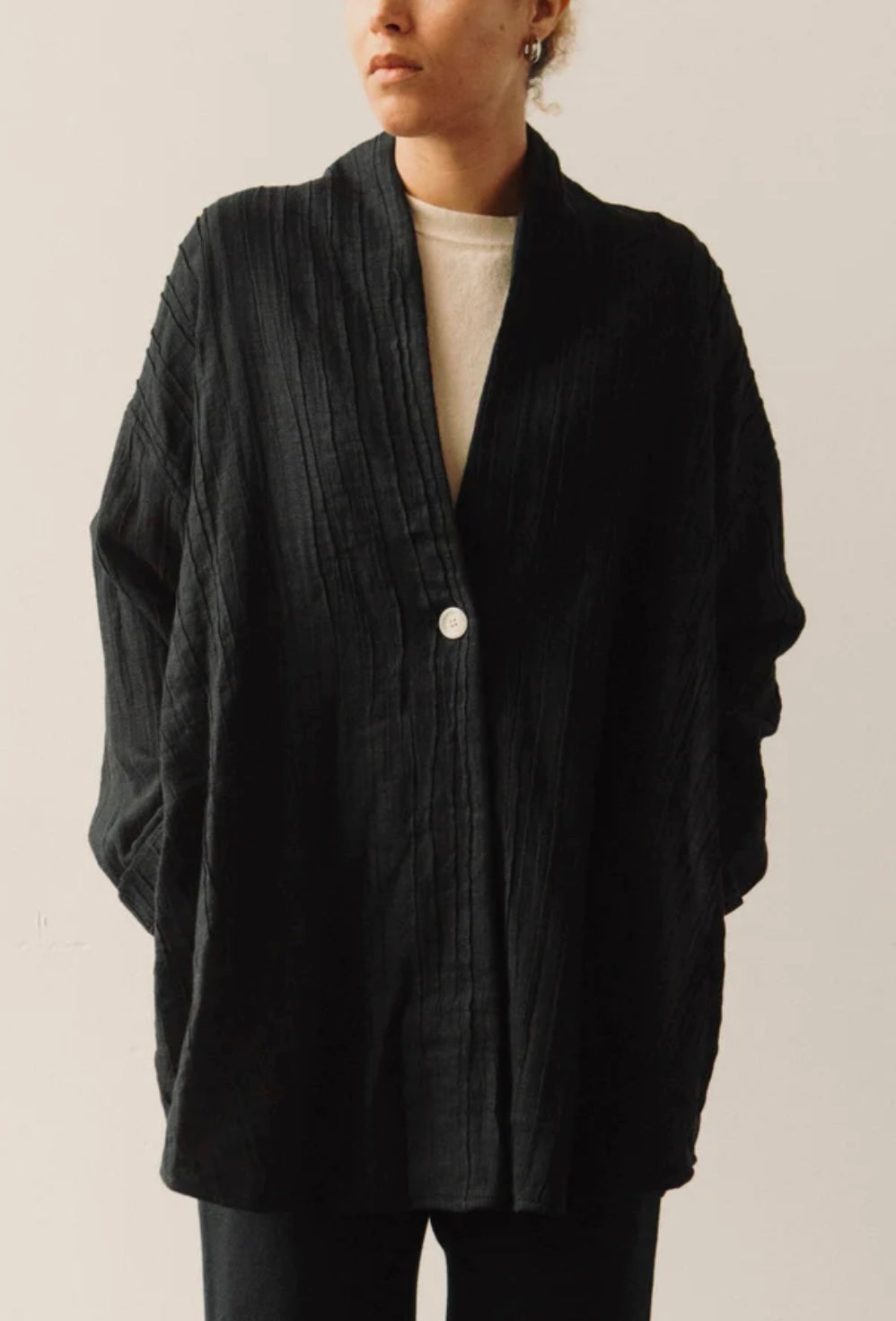 Lauren Manoogian Gauzy Shawl Jacket, Black