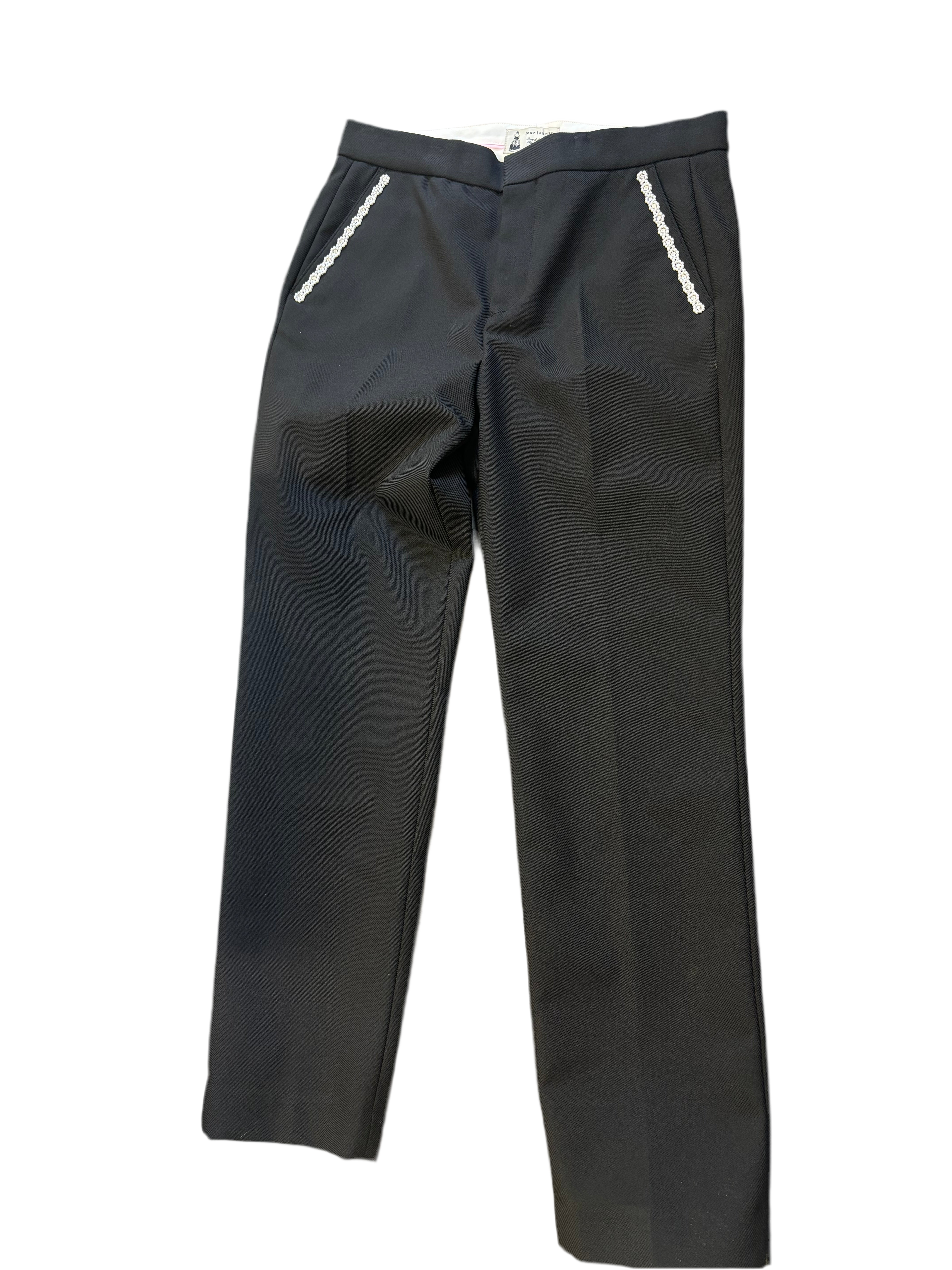 LEUR LOGETTE black trousers with pearl/beaded pockets