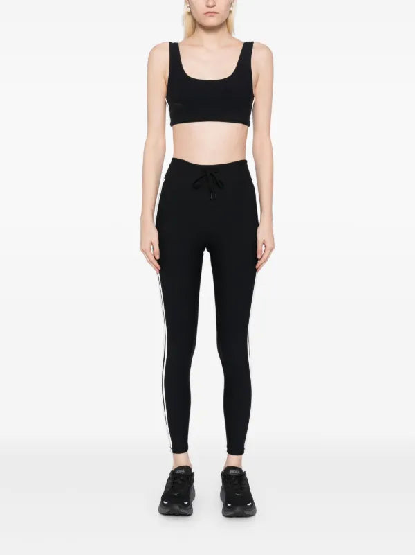 THE UPSIDE  black with white stripe sports bra and leggings with drawstring