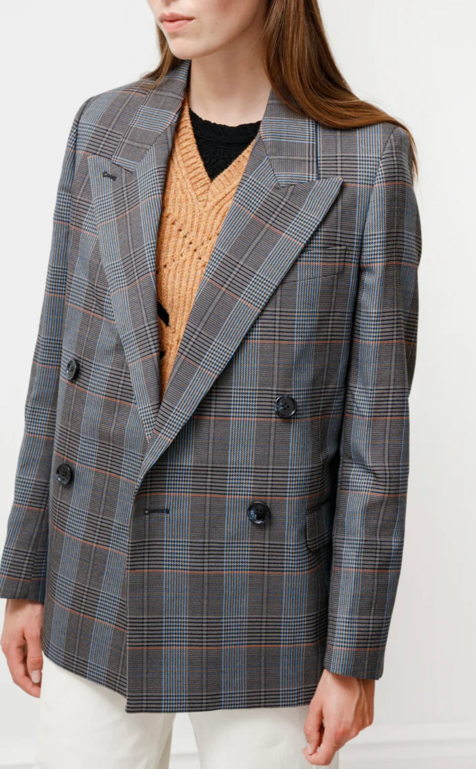 ACNE STUDIOS - CHECKED SUIT JACKET BLUE/ORANGE