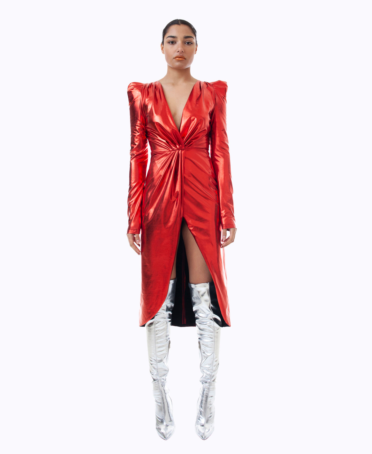 Narces Silver Plunge Dress