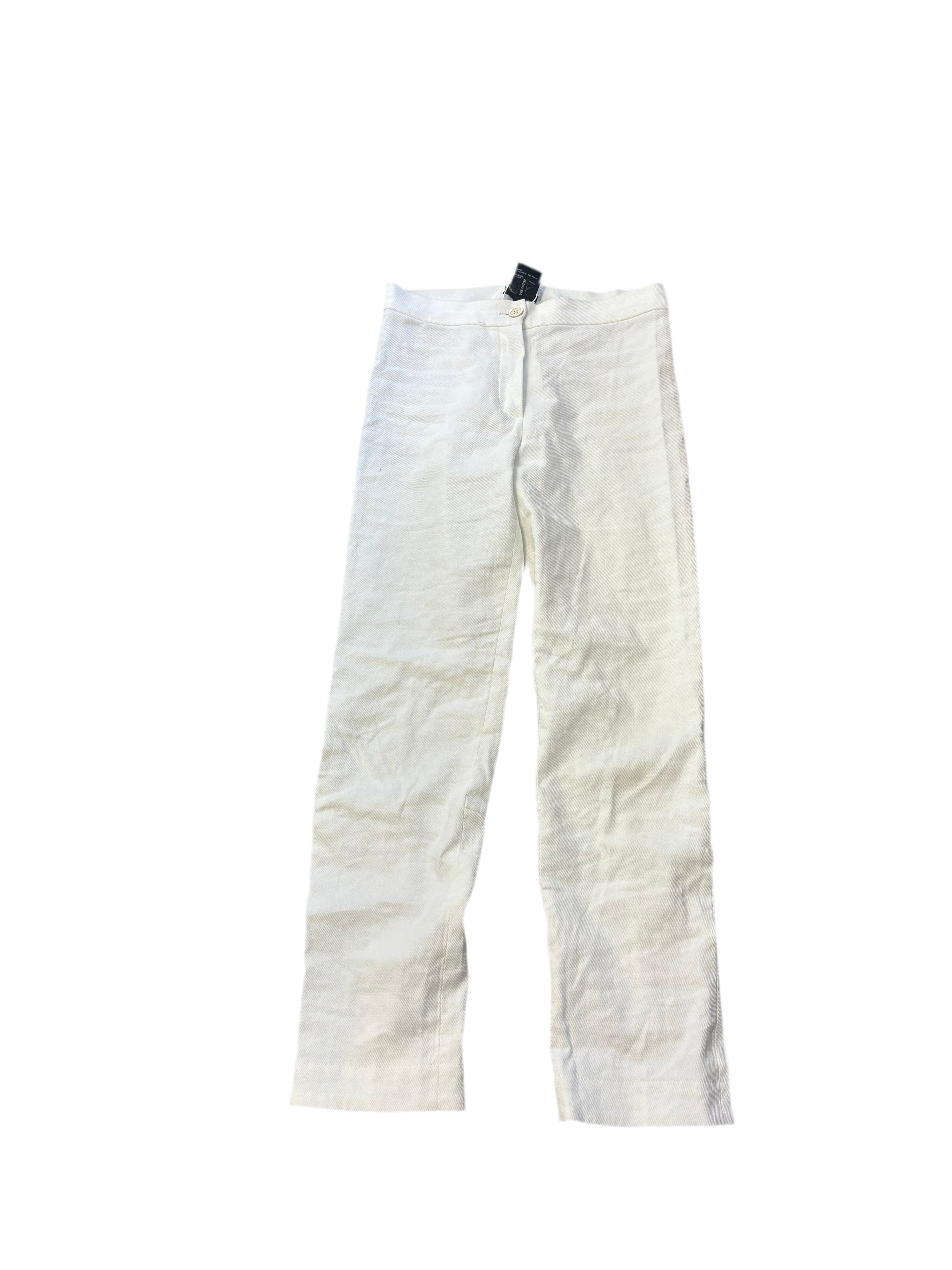 ANN DEMEULEMESTER white cotton/linen blend pant with zipper bottom