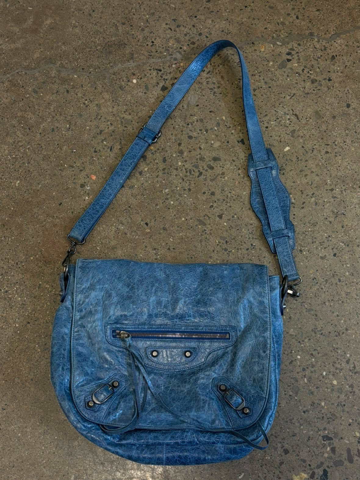 BALENCIAGA blue motocross classic day hobo
