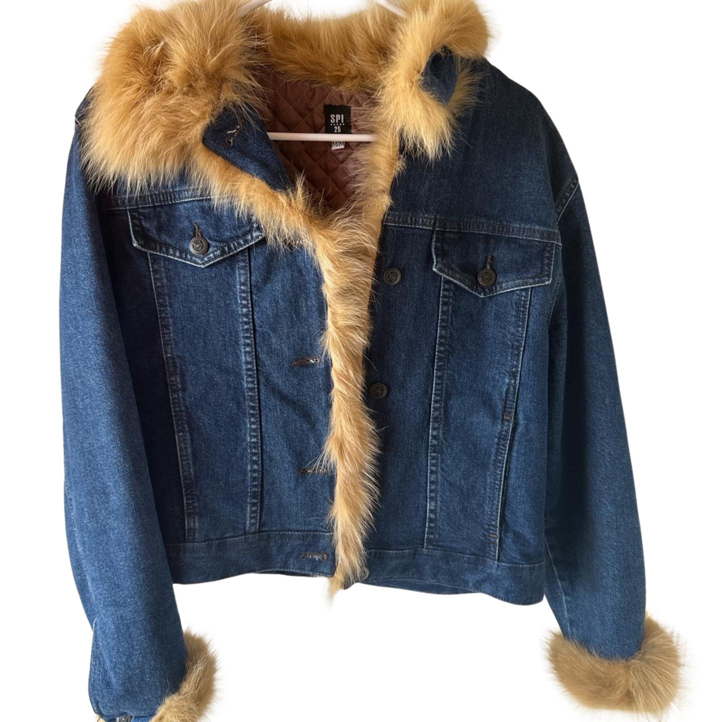 SPI denim jacket with fur details