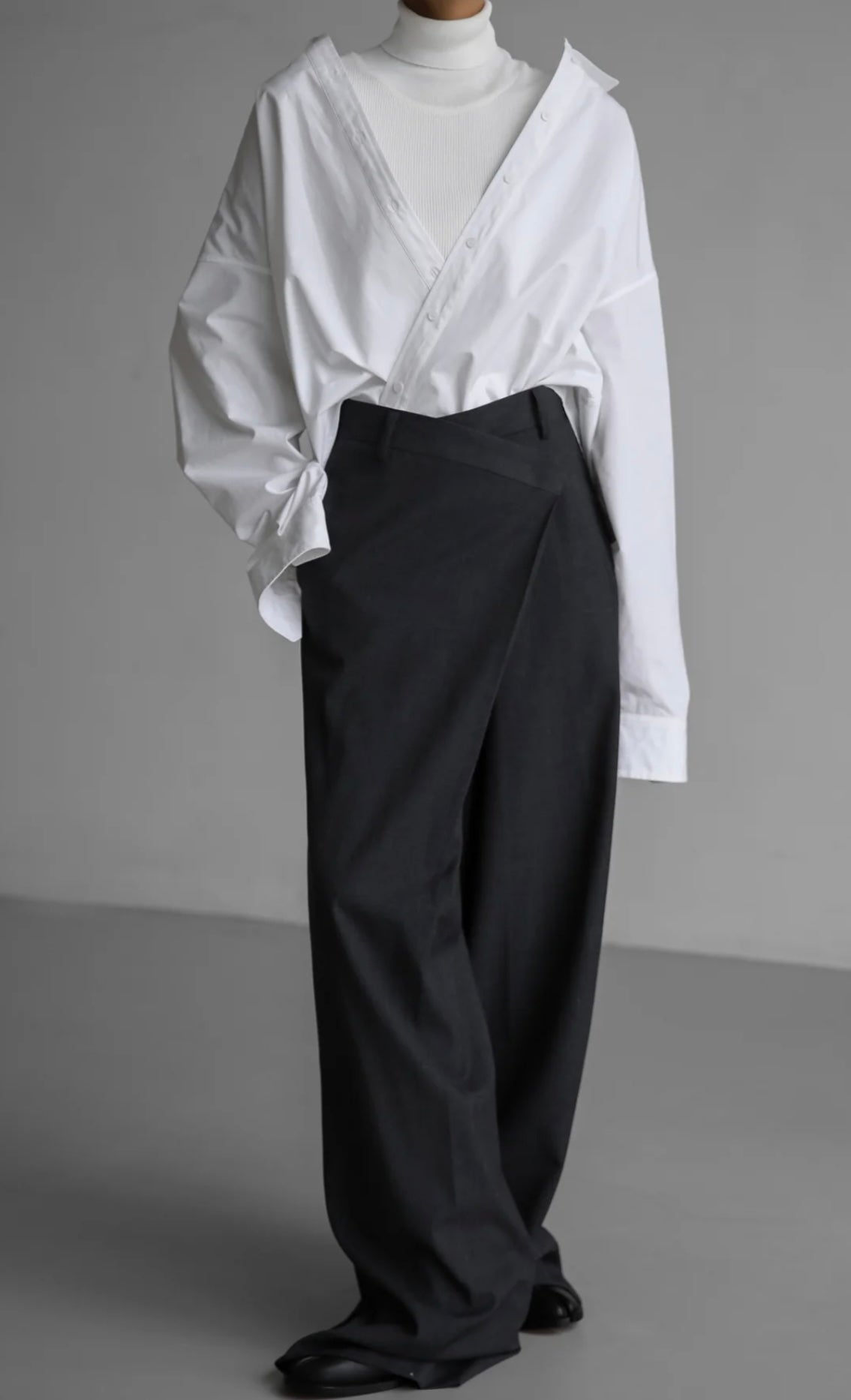 MARJORIE ASYMMETRICAL TROUSERS - CHARCOAL