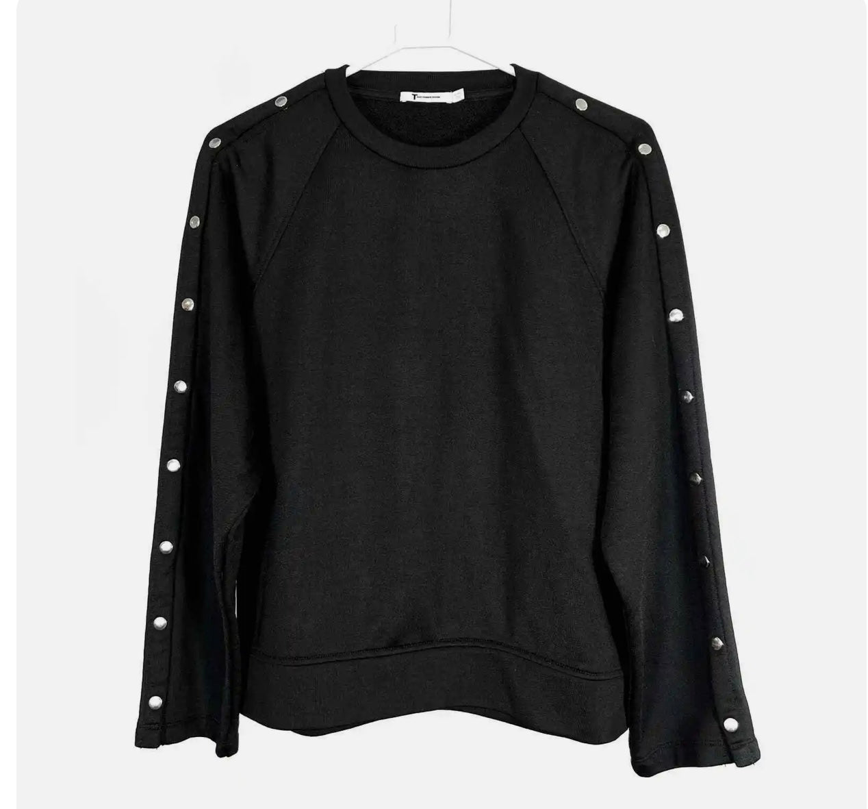 T by Alexander Wang Sleek Snap Sweatshirt in Black