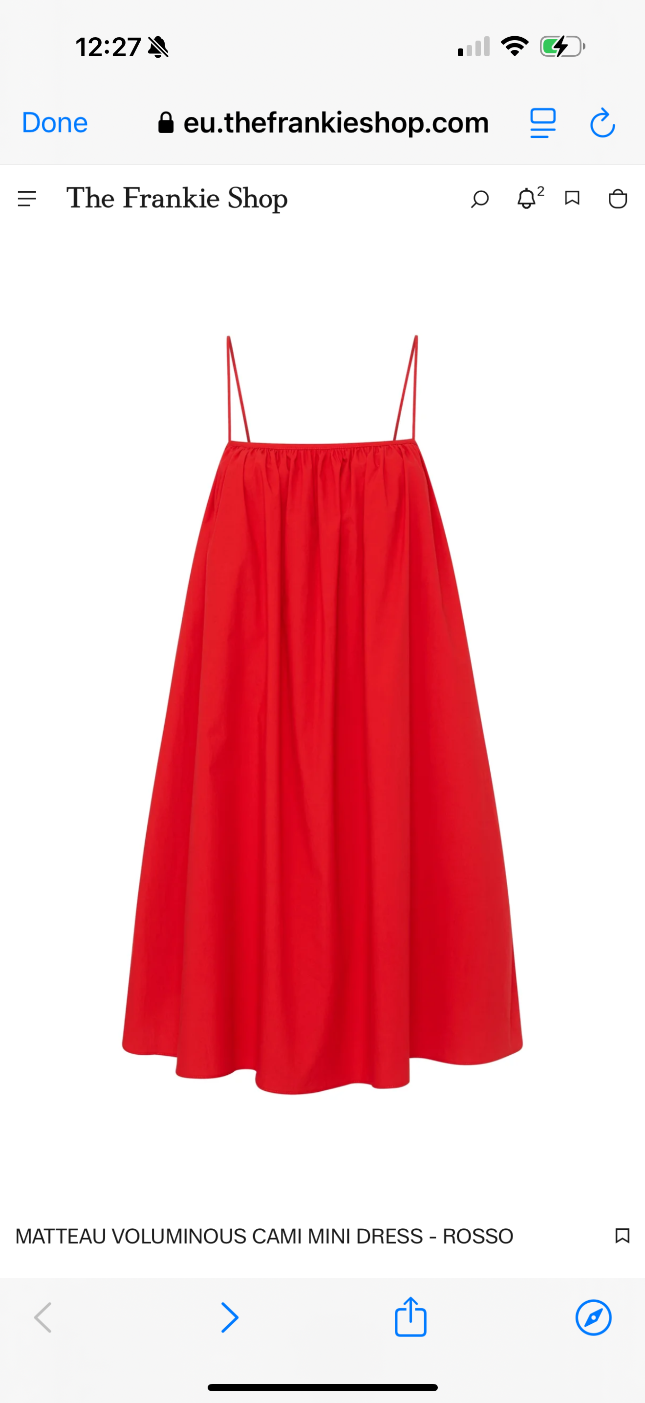 MATTEAU VOLUMINOUS CAMI MINI DRESS - ROSSO