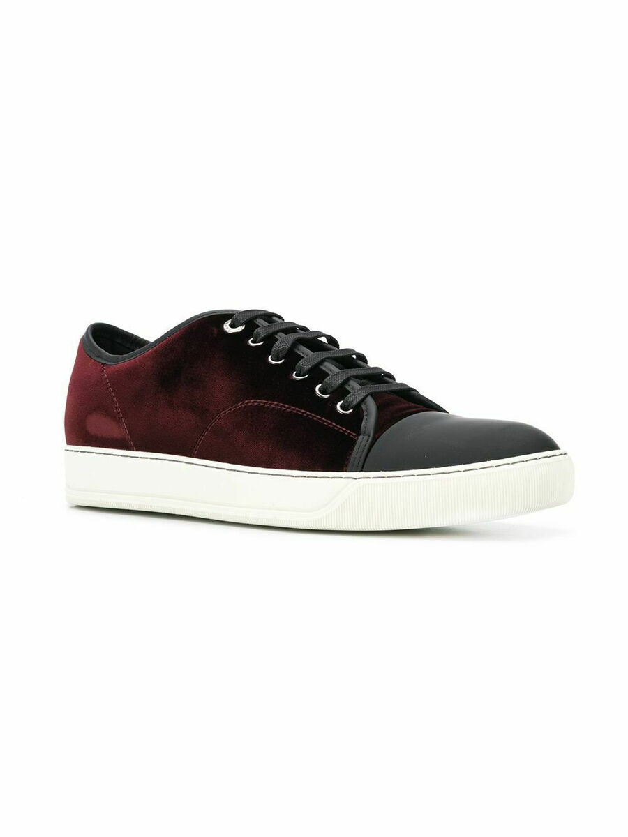 Lanvin Men’s Burgundy Velvet Sneakers