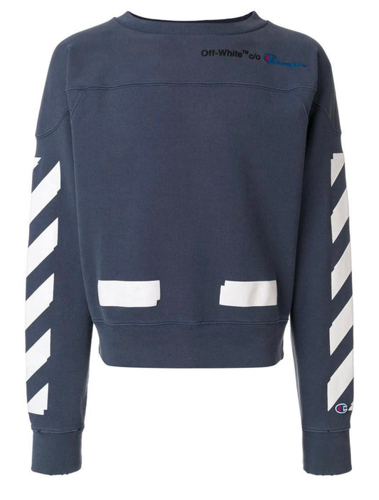 Off-White Blue Champion Reverse Weave Edition Crewneck Sweatshirt