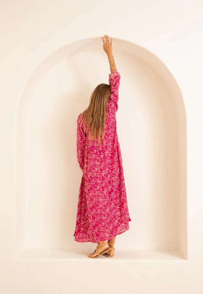 NATALIE MARTIN pink fiore maxi dress