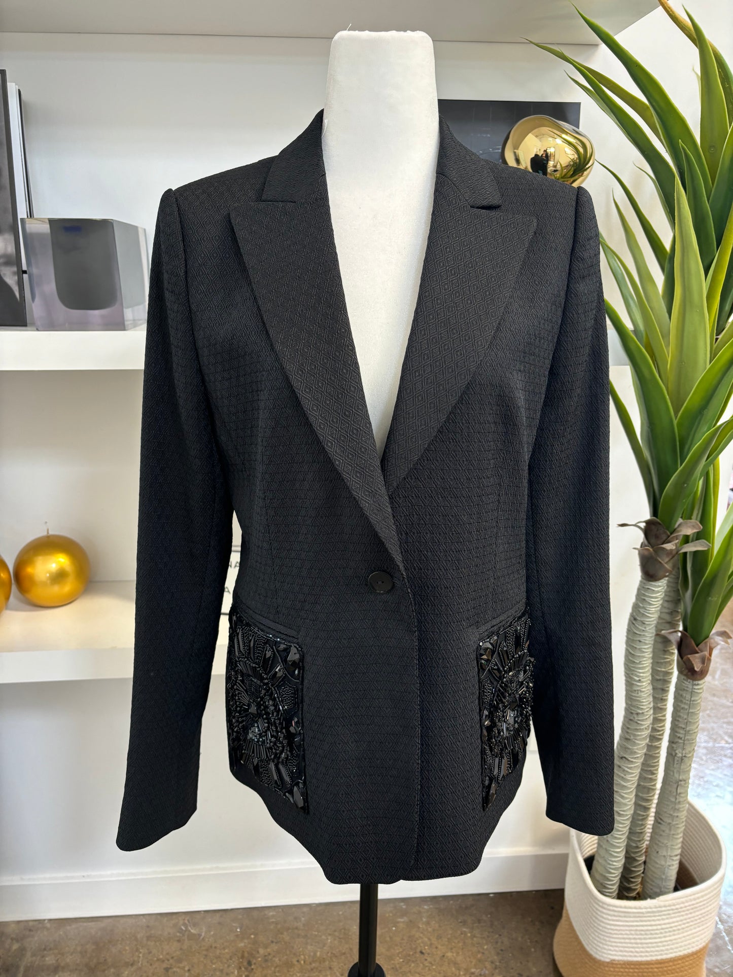 DRIES VAN NOTEN black blazer with beading