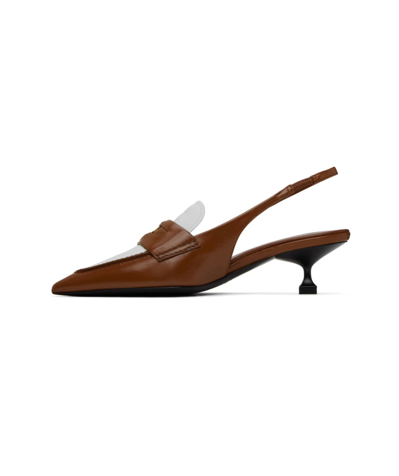 MIU MIU
Brown & White Slingback Penny Loafer