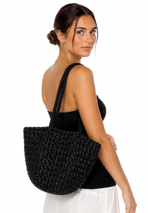 THE ROW black estelle two faffia tote bag