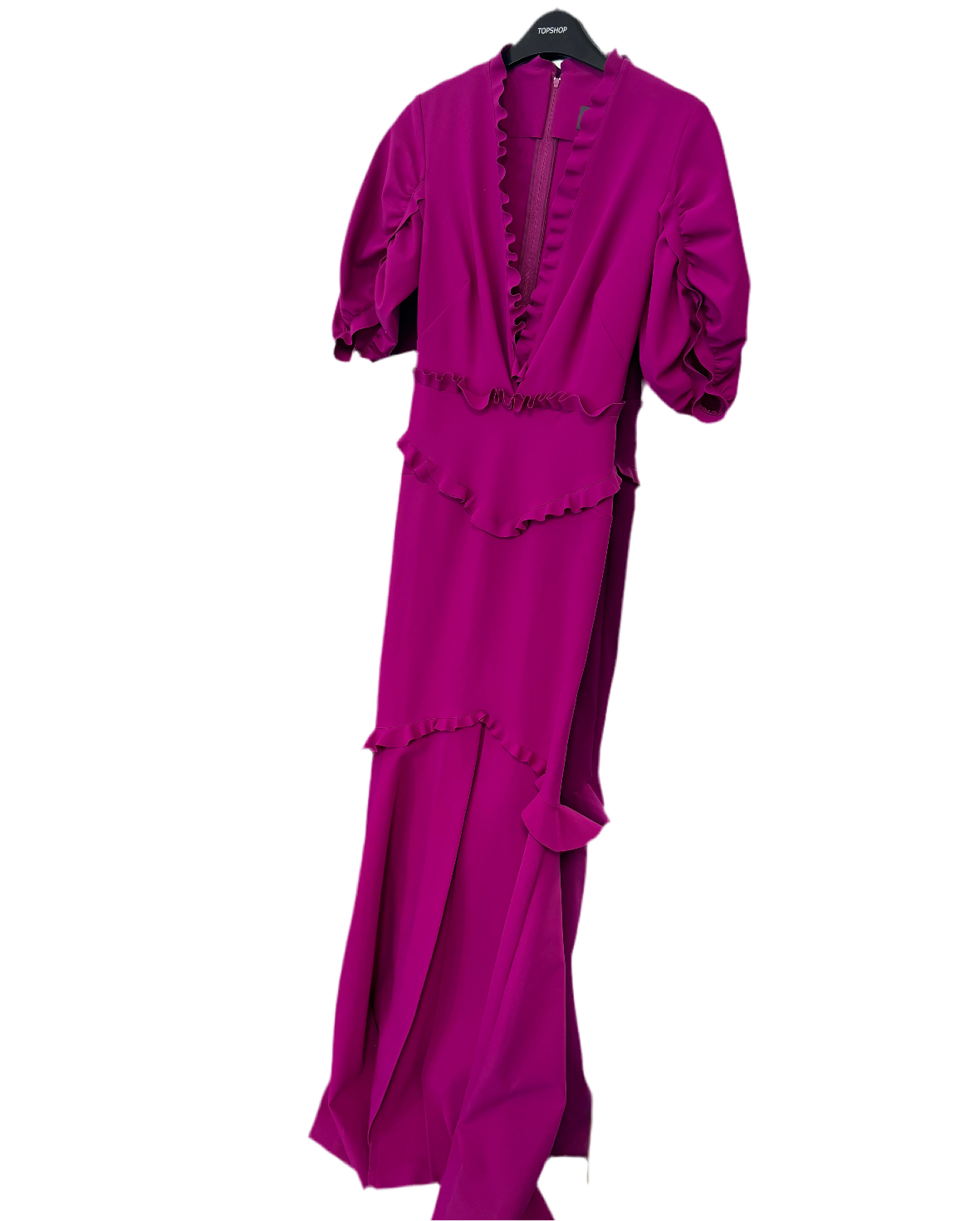 GRETA CONSTANTINE fuschia short sleeve gown