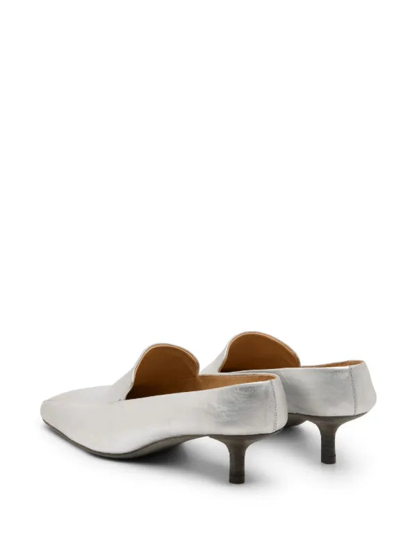 MARSELL silver mules with kitten heel