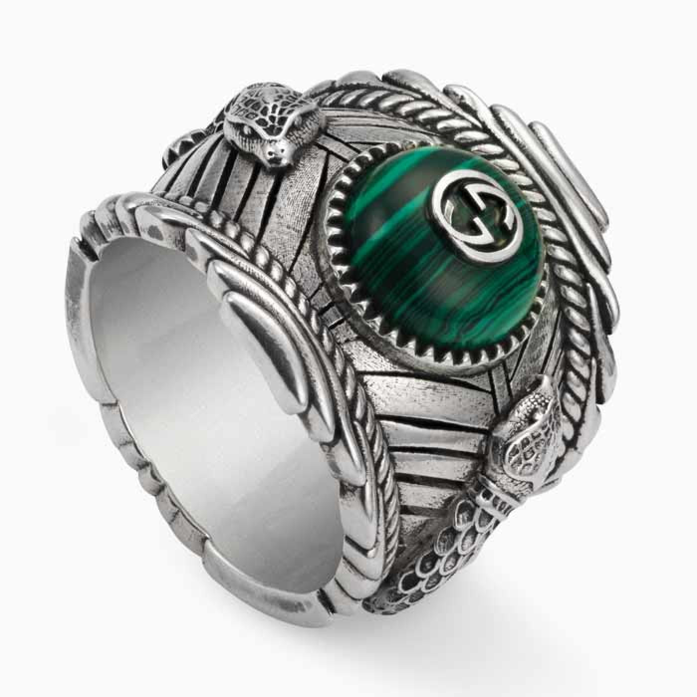 GUCCI silver garden logo ring