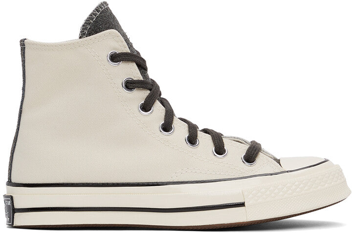 CONVERSE high tops, half ivory canvas half grey fabric