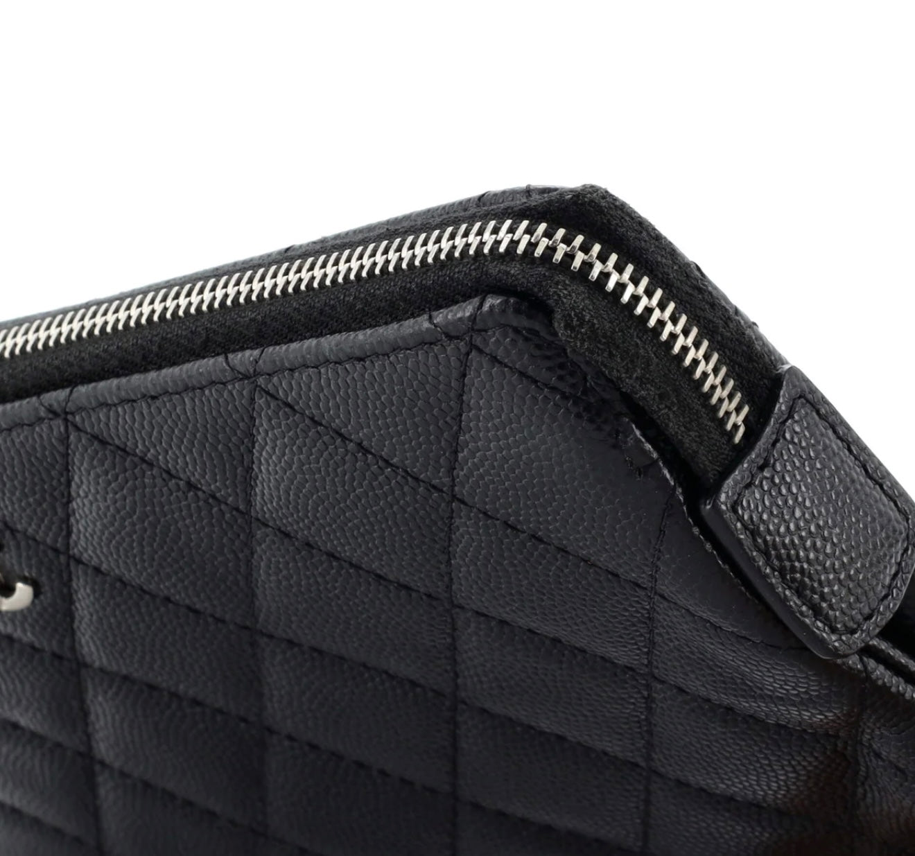 Black Chanel Classic Double Pocket Zip Pouch Quilted Caviar Small, ONE SIZE