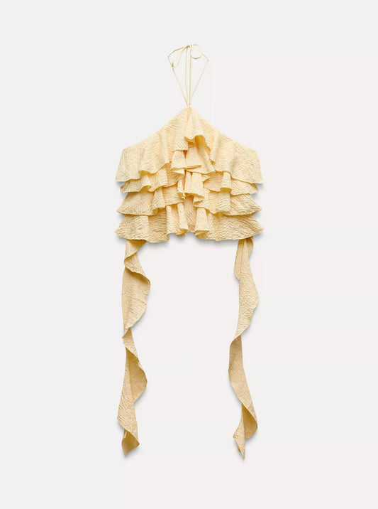 Zara - Ruffled Textured Crop Top