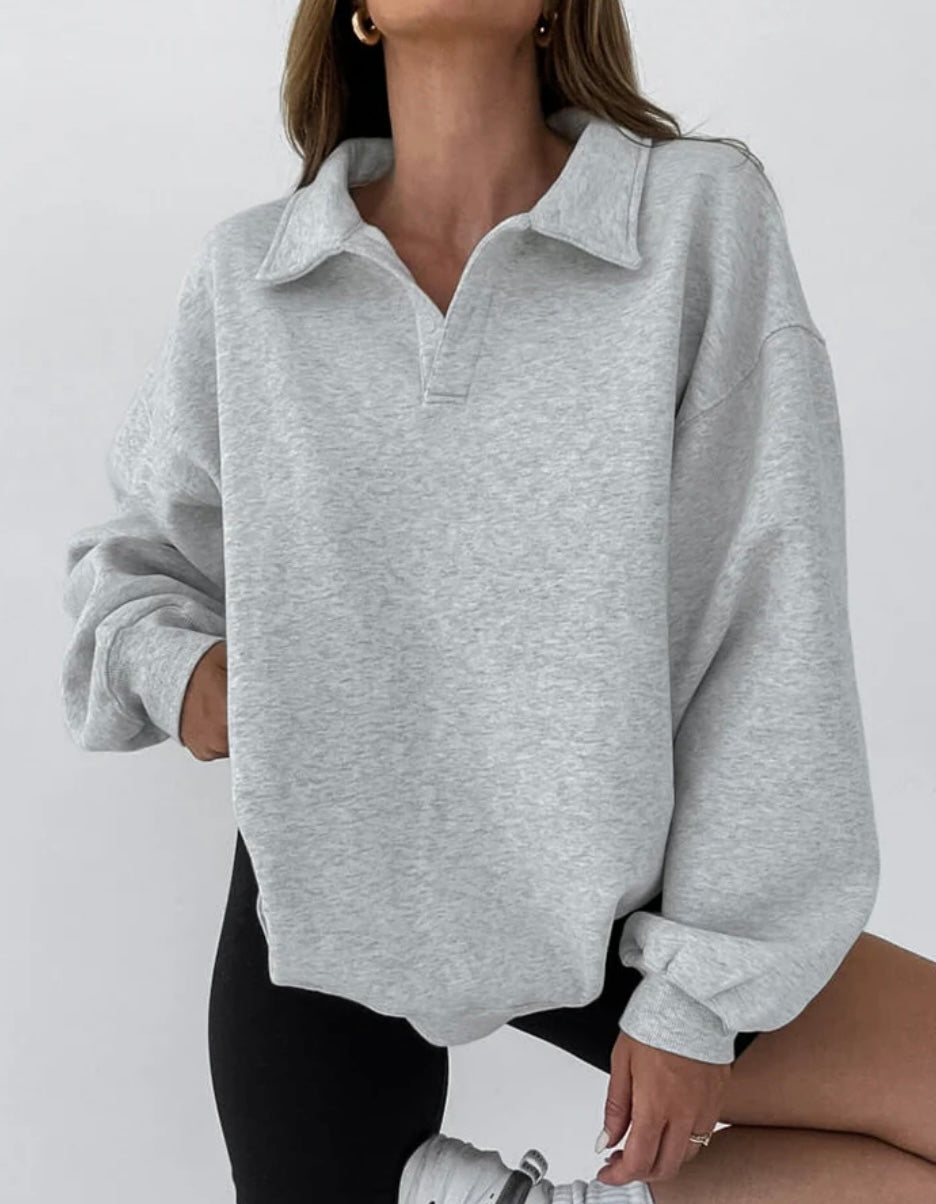 COMMENSE Minimalist Plain Polo Sweatshirt