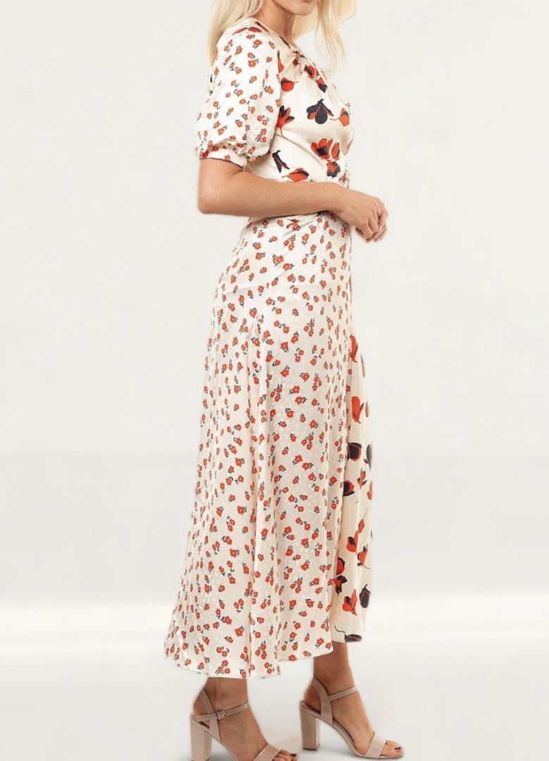 Self Portrait Satin Floral Print Maxi Dress