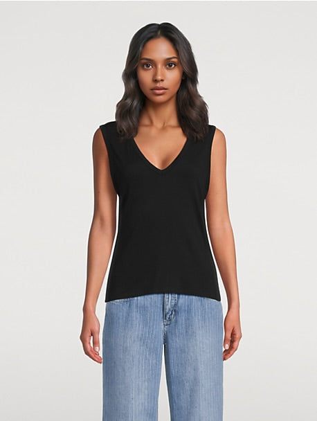MAJESTRIC FILATURES V-NECK BLACK TANK