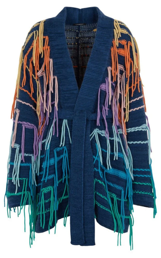 Canessa belted blue cardigan