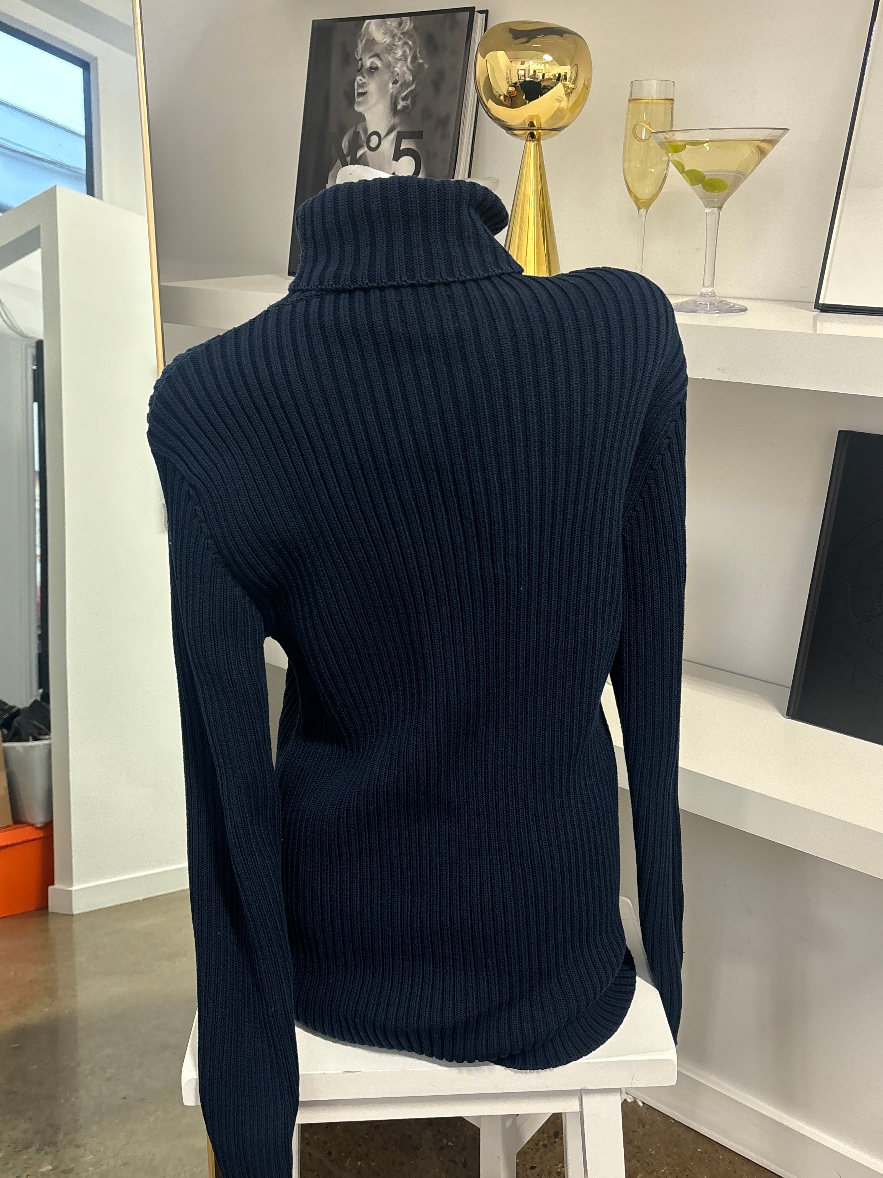 Bottega Veneta Navy Men's Knit Turtleneck