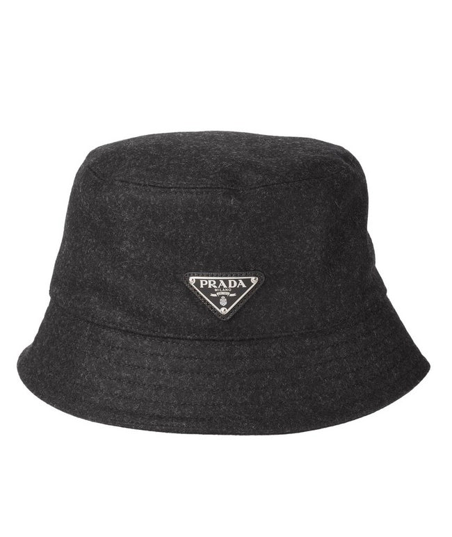 PRADA GREY WOOL BUCKET HAT