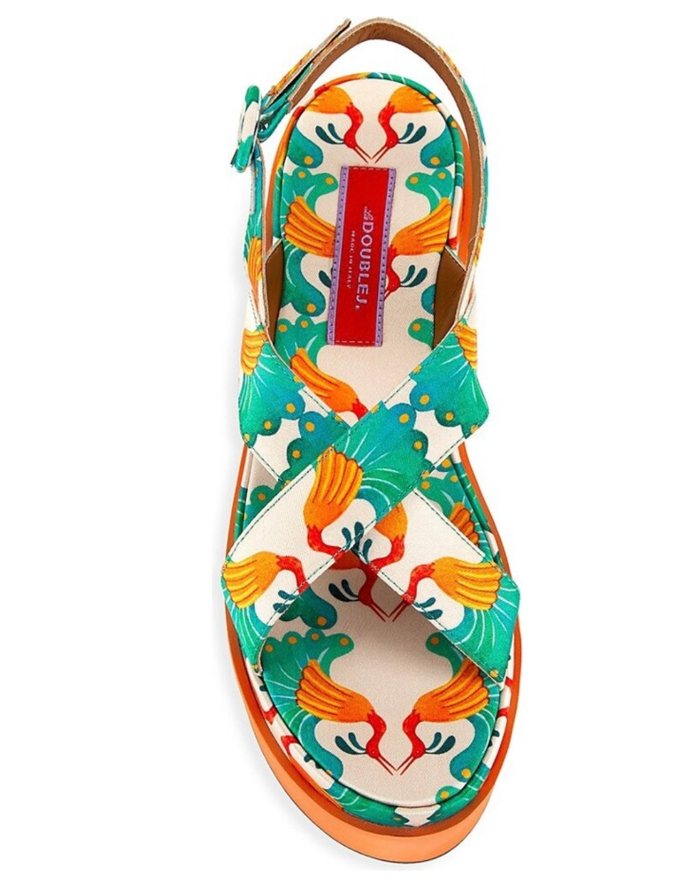 LA DOUBLE J printed criss cross platform wedge sandal