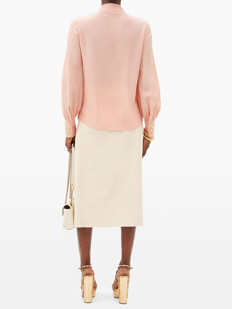 GUCCI anchor button silk-crepe blouse