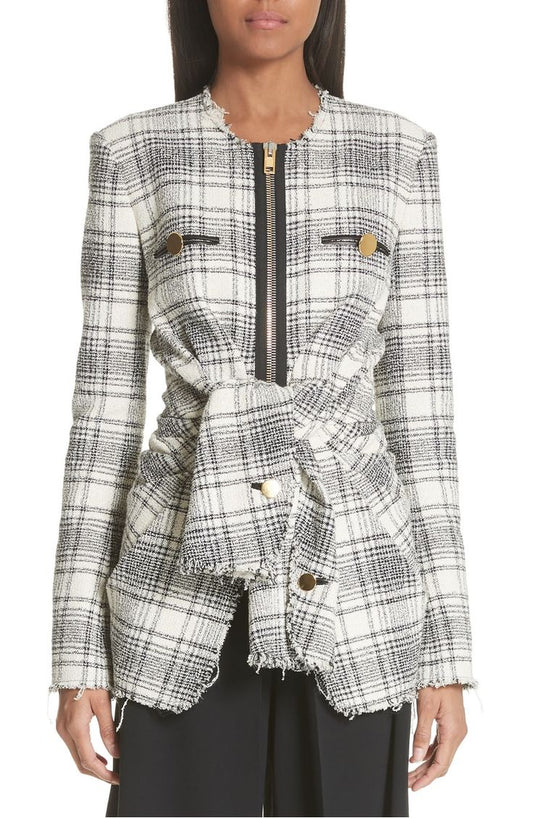 ALEXANDER WANG black/white tweed jacket with gold buttons