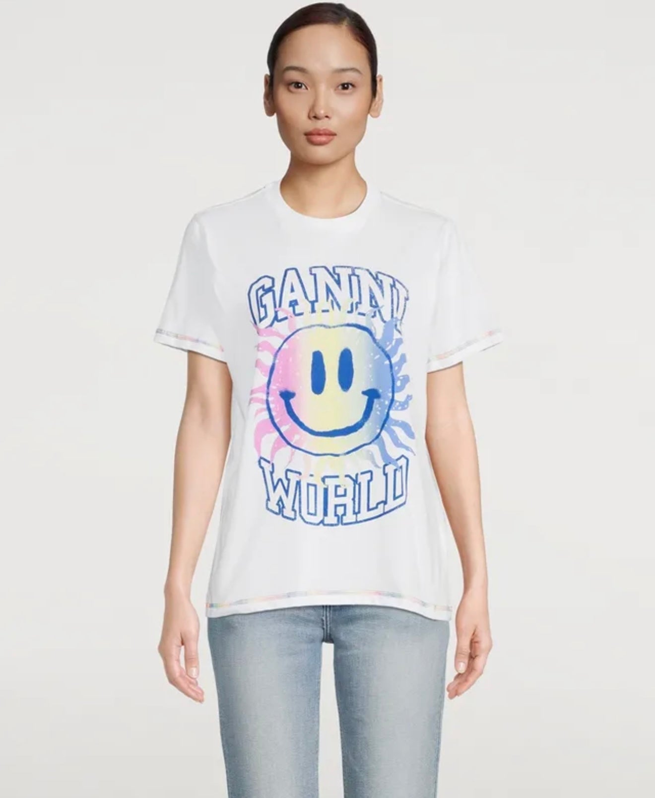 GANNI - WORLD WHITE T-SHIRT