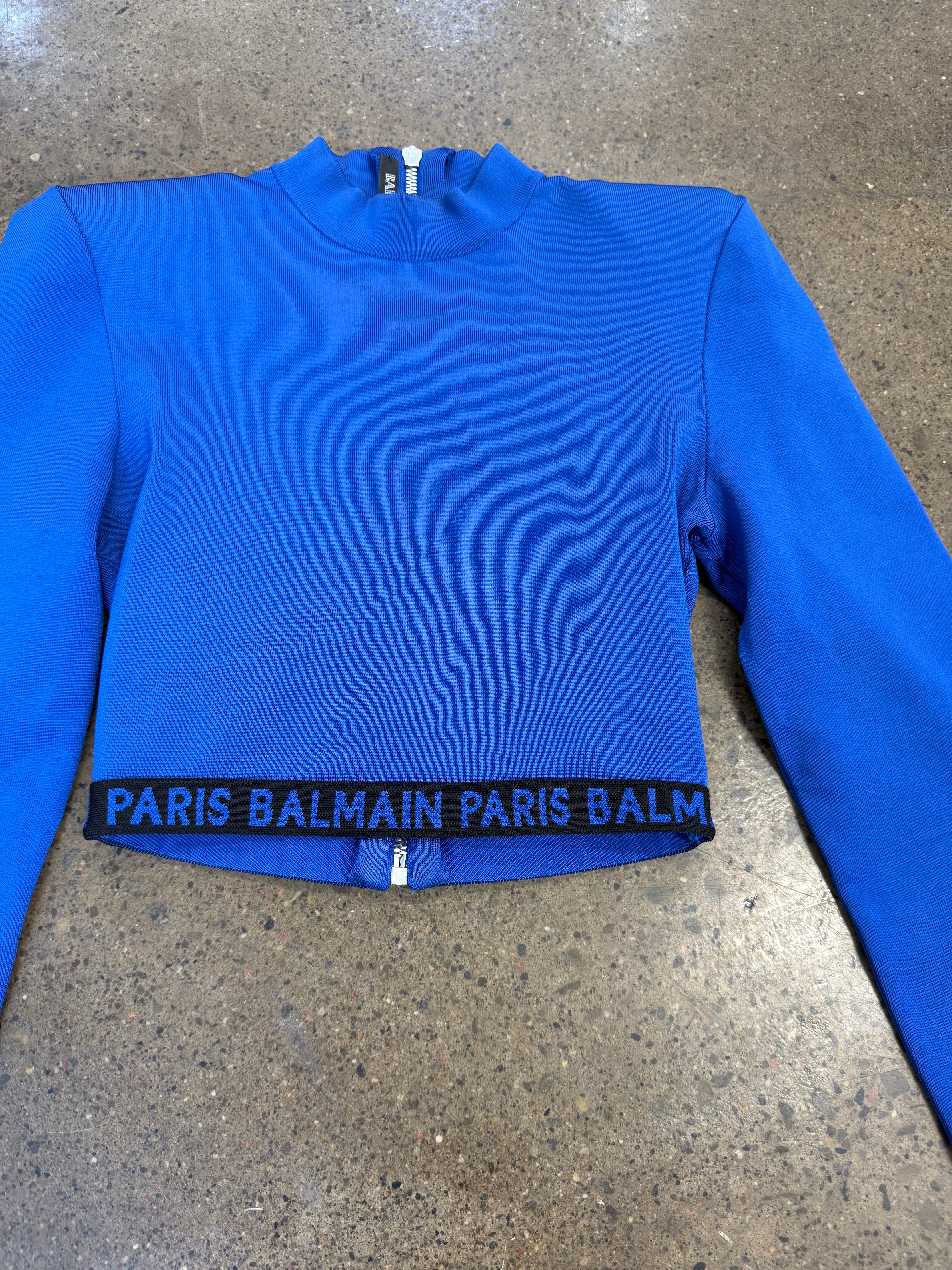 Balmain Royal Blue Cropped Longsleeve Top